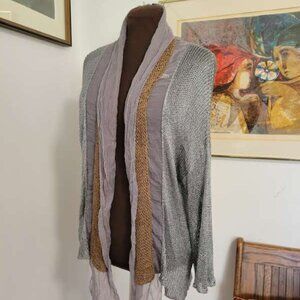Double U Knit and Silk Cardigan Jacket Size XL
